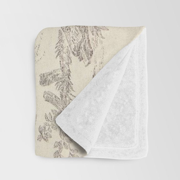 Beige toile de Jouy Throw Blanket Gallery Image 3