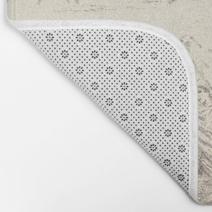 Beige toile de Jouy Bath Mat Gallery Image 2