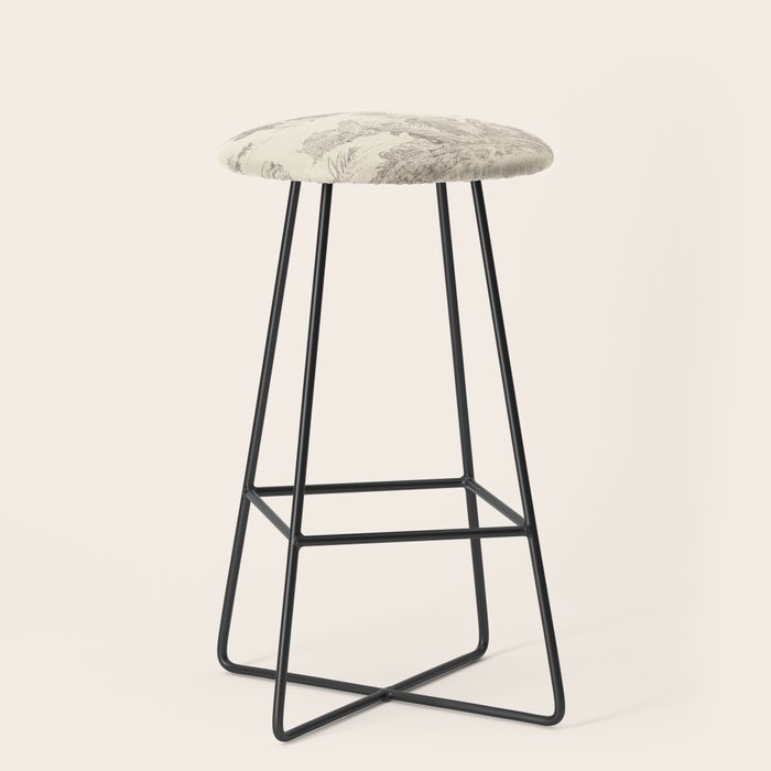 Beige toile de Jouy Stool Gallery Image 1