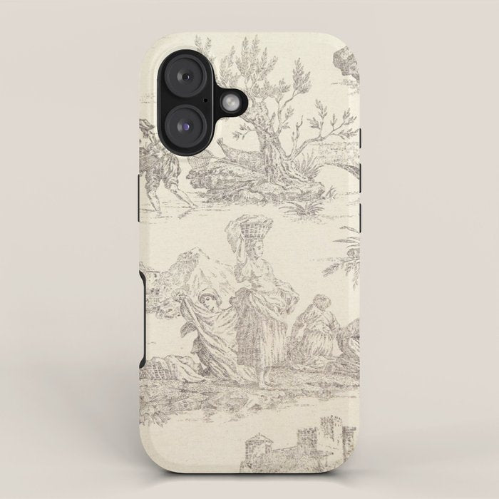 Beige toile de Jouy iPhone Case Gallery Image 1