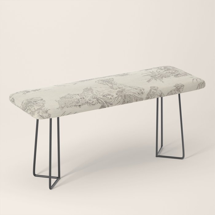 Beige toile de Jouy Bench Gallery Image 1