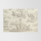 Beige toile de Jouy Rug Gallery Image 2