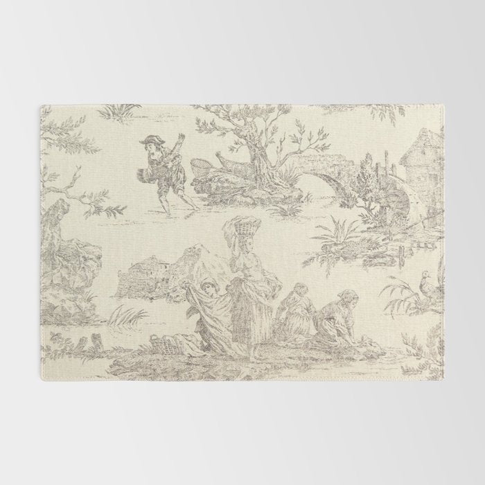 Beige toile de Jouy Rug Gallery Image 2