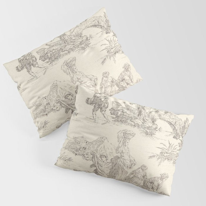 Beige toile de Jouy Pillow Sham Gallery Image 3