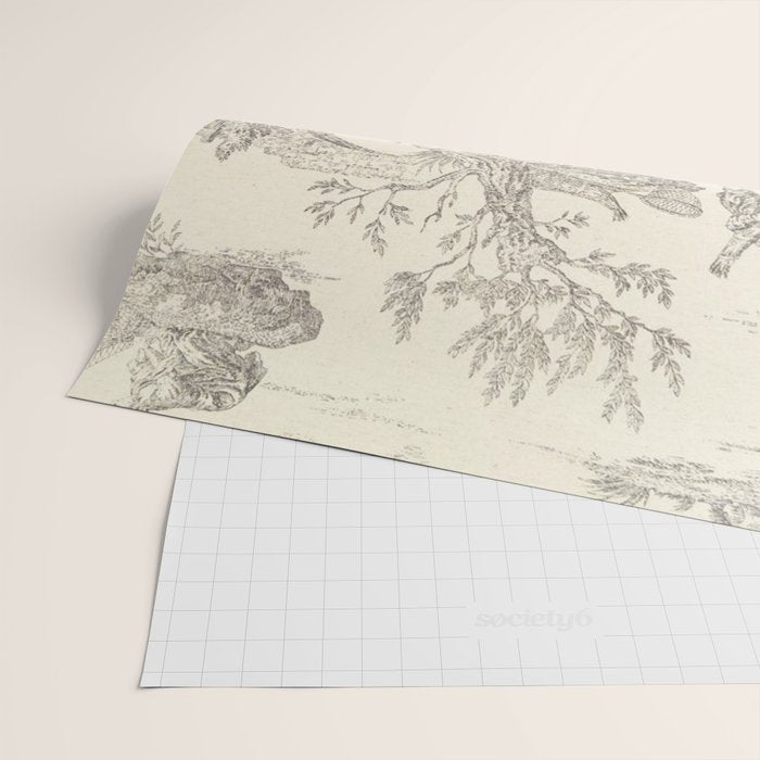 Beige toile de Jouy Wrapping Paper Gallery Image 2