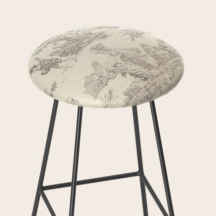 Beige toile de Jouy Stool Gallery Image 2