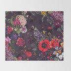 Astro Garden - Space, Stars, Purple, Red, Pink, Blossom, Vibrant, Flower Garden Throw Blanket Gallery Image 2