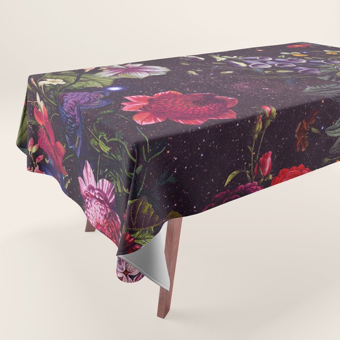 Astro Garden - Space, Stars, Purple, Red, Pink, Blossom, Vibrant, Flower Garden Tablecloth Gallery Image 1