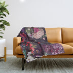 Astro Garden - Space, Stars, Purple, Red, Pink, Blossom, Vibrant, Flower Garden Throw Blanket Gallery Image 1