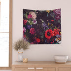 Astro Garden - Space, Stars, Purple, Red, Pink, Blossom, Vibrant, Flower Garden Wall Tapestry Gallery Image 2