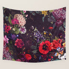 Astro Garden - Space, Stars, Purple, Red, Pink, Blossom, Vibrant, Flower Garden Wall Tapestry Gallery Image 4
