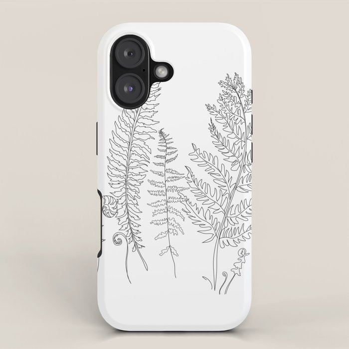 Minimal Line Art Fern Leaves iPhone Case Gallery Image 1