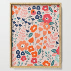 Ditsy Florals, Pink, Orange, Teal, Navy Serving Tray Gallery Image 1