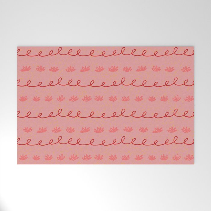 Abstract Cookie Pattern Doodle in Red & Peach Pink Welcome Mat Gallery Image 1