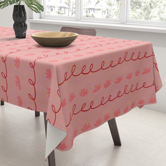 Abstract Cookie Pattern Doodle in Red & Peach Pink Tablecloth Gallery Image 3