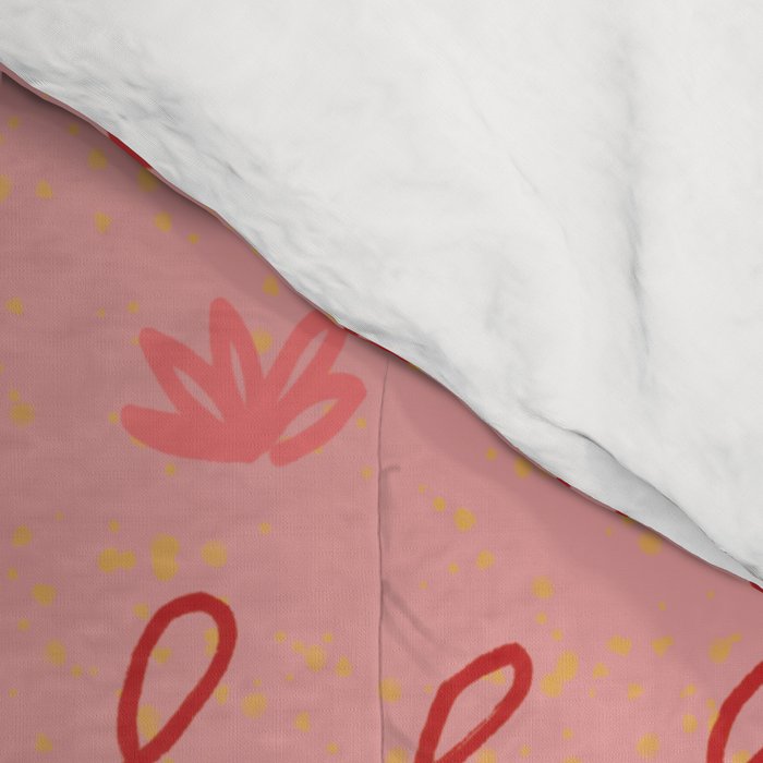 Abstract Cookie Pattern Doodle in Red & Peach Pink Comforter Gallery Image 4