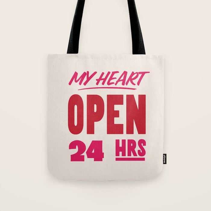 My Heart Open 24 Hours Tote Bag Gallery Image 1