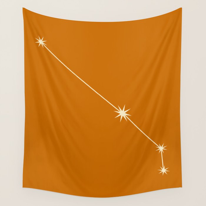 Aries Zodiac Star Constellation Line Art Orange Wall Tapestry Gallery Image 4