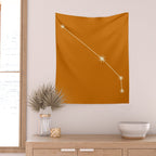 Aries Zodiac Star Constellation Line Art Orange Wall Tapestry Gallery Image 2