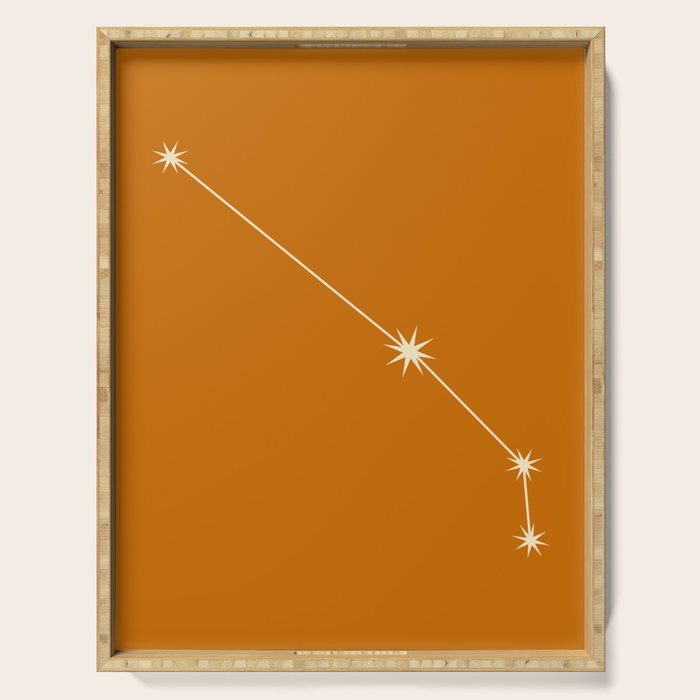 Aries Zodiac Star Constellation Line Art Orange Serving Tray Gallery Image 1