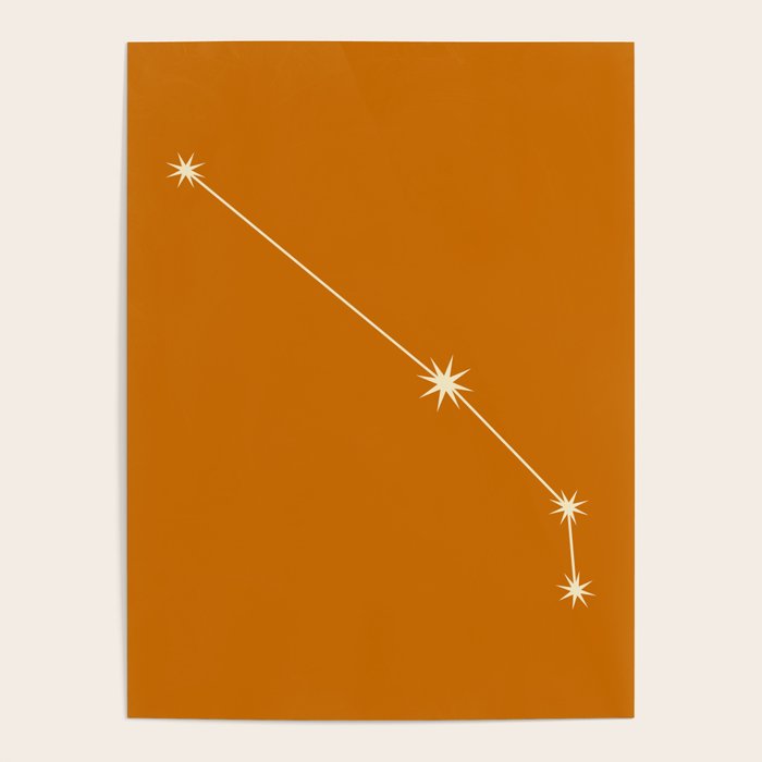 Aries Zodiac Star Constellation Line Art Orange Poster Gallery Image 4