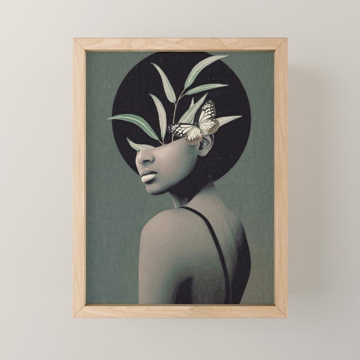 Lady With Butterfly  Mini Art Print Gallery Image 1