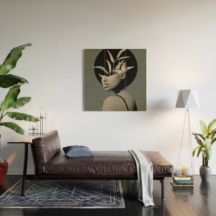 Lady With Butterfly  Wood Wall Art Gallery Image 2