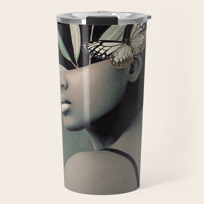 Lady With Butterfly  Travel Mug Gallery Image 1