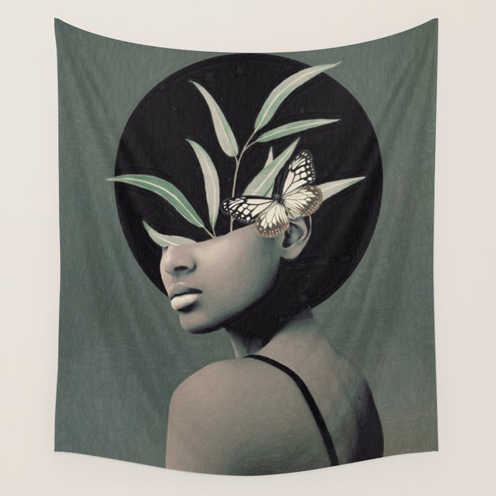 Lady With Butterfly  Wall Tapestry Gallery Image 4