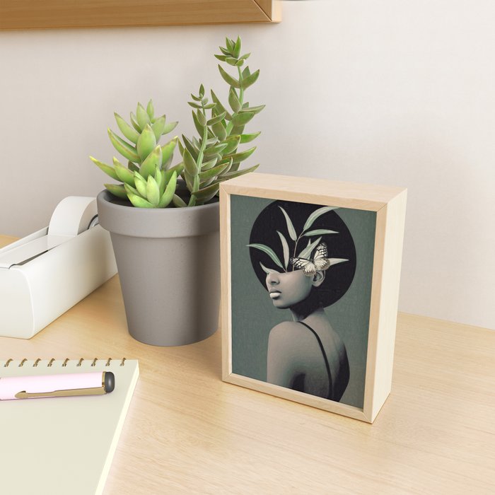Lady With Butterfly  Mini Art Print Gallery Image 2