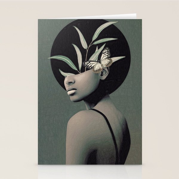 Lady With Butterfly  Stationery Card Gallery Image 2