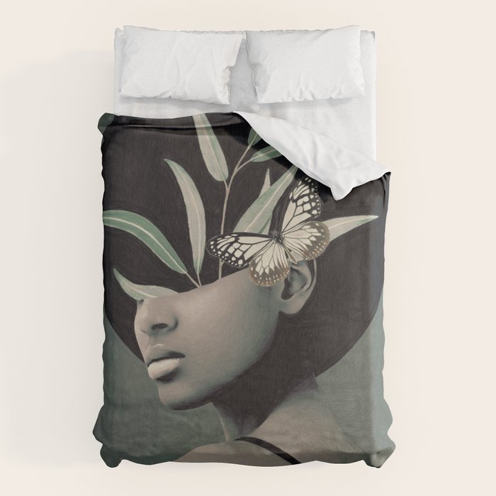 Lady With Butterfly  Duvet Cover Gallery Image 1