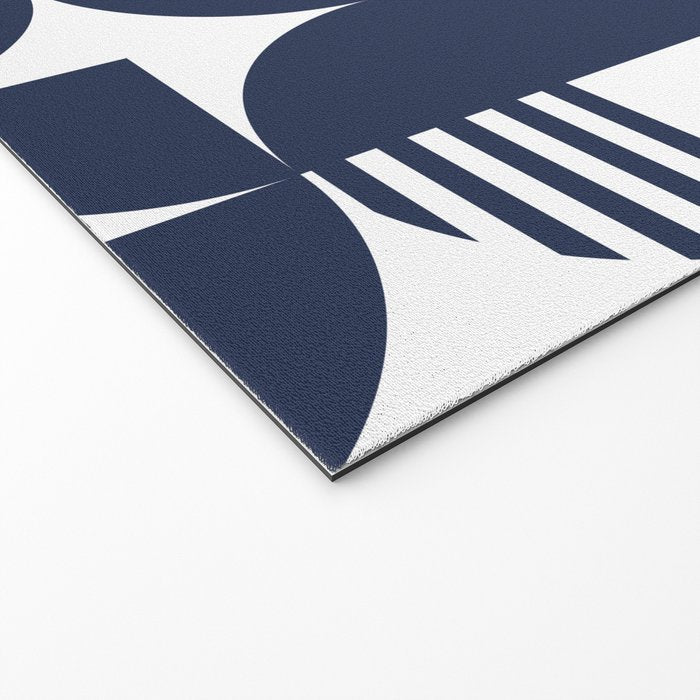 Navy Blue Mid Century Bauhaus Semi Circle Pattern Welcome Mat Gallery Image 2