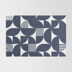 Navy Blue Mid Century Bauhaus Semi Circle Pattern Rug Gallery Image 2