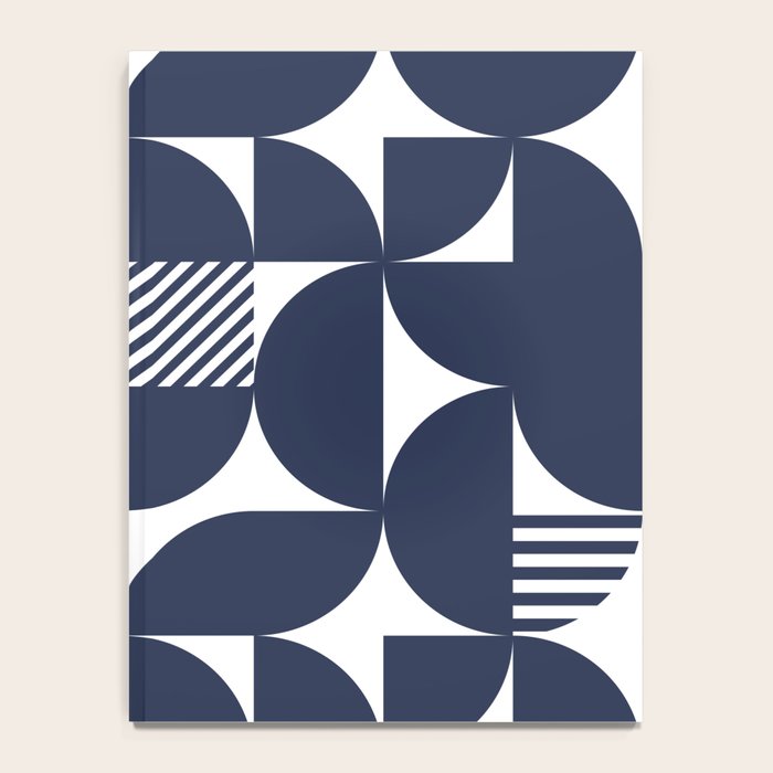 Navy Blue Mid Century Bauhaus Semi Circle Pattern Notebook Gallery Image 4