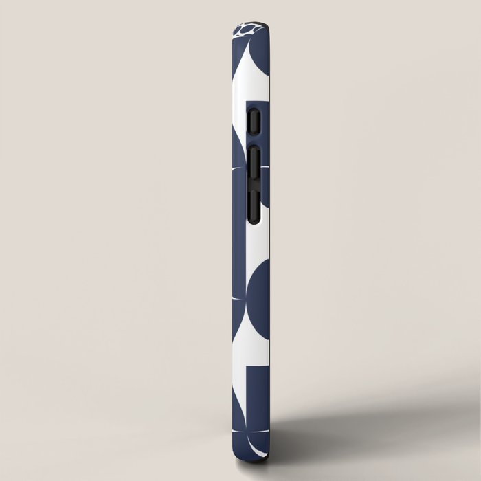 Navy Blue Mid Century Bauhaus Semi Circle Pattern iPhone Case Gallery Image 2