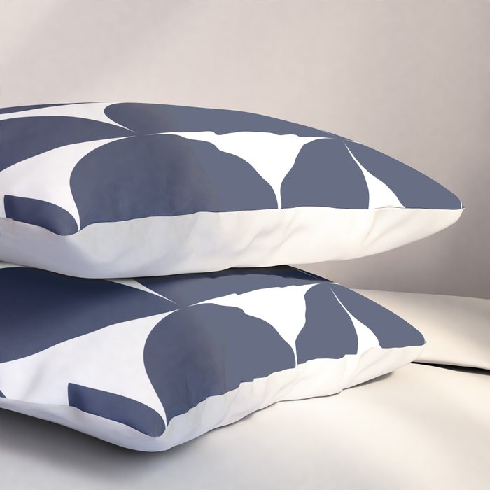 Navy Blue Mid Century Bauhaus Semi Circle Pattern Pillow Sham Gallery Image 3