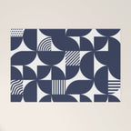 Navy Blue Mid Century Bauhaus Semi Circle Pattern Welcome Mat Gallery Image 1