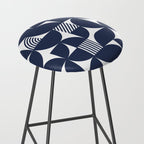 Navy Blue Mid Century Bauhaus Semi Circle Pattern Stool Gallery Image 2