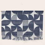 Navy Blue Mid Century Bauhaus Semi Circle Pattern Wall Hanging Gallery Image 1