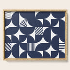 Navy Blue Mid Century Bauhaus Semi Circle Pattern Serving Tray Gallery Image 1