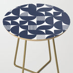 Navy Blue Mid Century Bauhaus Semi Circle Pattern Side Table Gallery Image 2