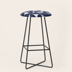 Navy Blue Mid Century Bauhaus Semi Circle Pattern Stool Gallery Image 1