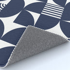 Navy Blue Mid Century Bauhaus Semi Circle Pattern Rug Gallery Image 4