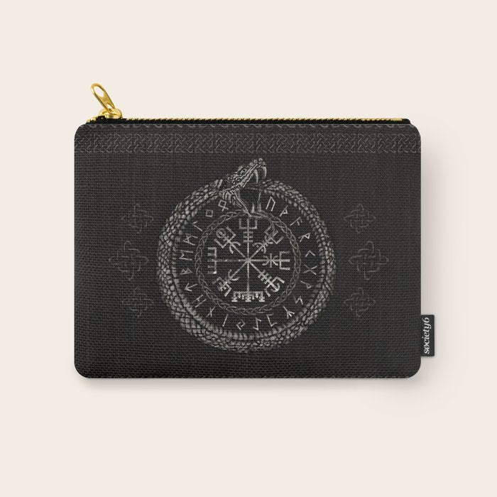 Vegvisir with Ouroboros and runes Carry All Pouch Gallery Image 1