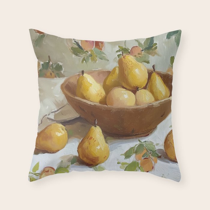 Vintage Pears Throw Pillow Gallery Image 1