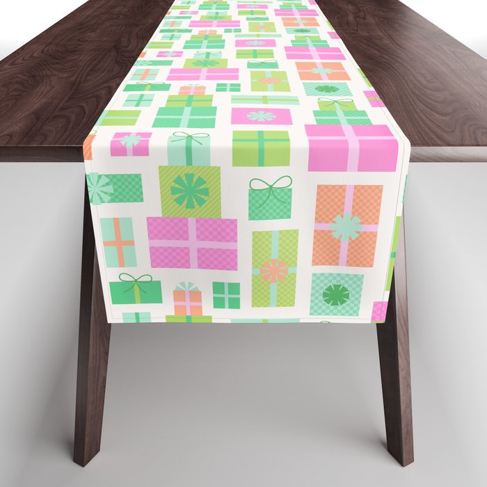 Retro Christmas Presents - Pink & Green Table Runner Gallery Image 1