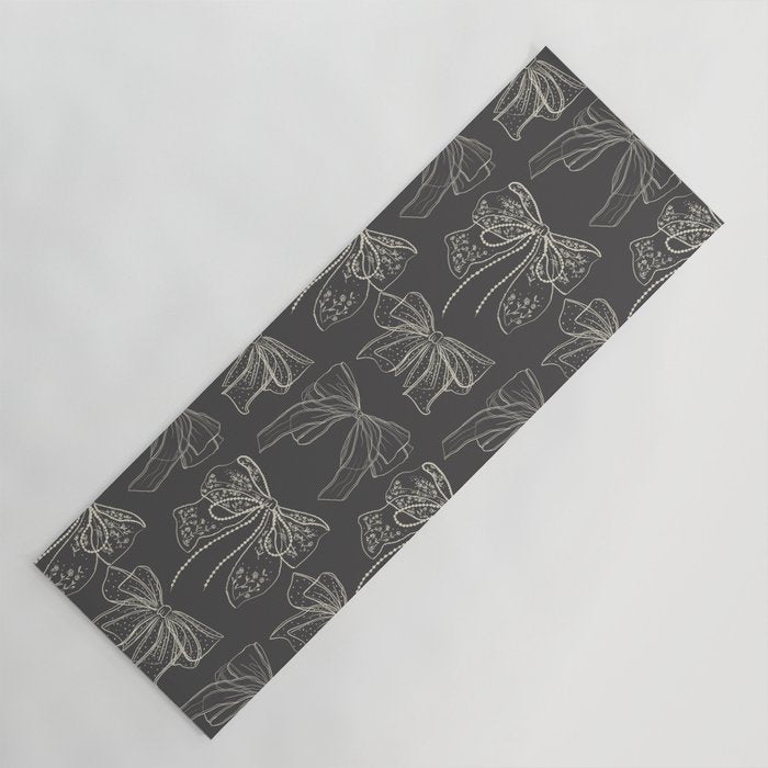 Romantic Bows Gray Pattern Yoga Mat Gallery Image 1