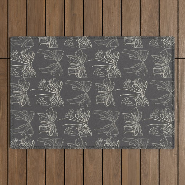 Romantic Bows Gray Pattern Outdoor Rug Gallery Image 1