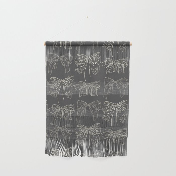 Romantic Bows Gray Pattern Wall Hanging Gallery Image 1